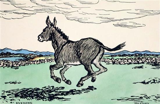After Jack Butler Yeats (1871-1957) Cuala Press; The Post Car, The Fiddler of Dooney and Evening 12 x 15in & 14.25 x 10.75in.